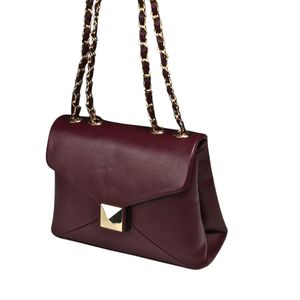 حقيبة كروس نسائية أنيقة بسلسلة -عنابي