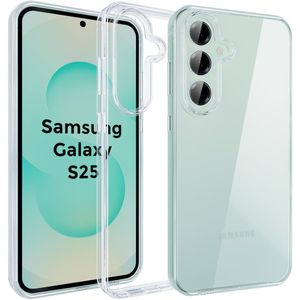 جراب موبايل سامسونج جالاكسي S25 من جل السيليكون بتصميم نحيف وممتص للصدمات - لون كريستالي شفاف
