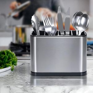 Acrylic Cutlery And Utensil holder for forks and spoons, plastic holder for storing spoons, forks, chopsticks and cooking utensils, sturdy tray and rack box