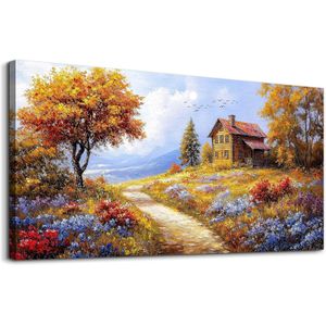 ZUITINGHUA Large Wall Decor For Living Room Canvas Wall Art For Office Modern Wall Decorations For Bedroom Yellow Tree Landscape Painting Farmhouse Pictures Artwork Room Home Decor 24x48 In