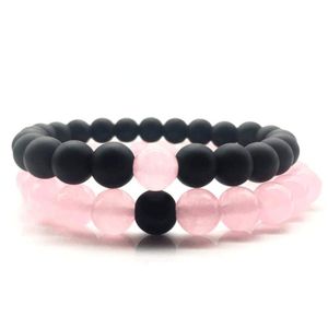 3Diamonds Couples His and Hers CoupleBracelet Pink jade and Black Matte Agate Stones and Gold agate Stones DistanceBracelet ww2718