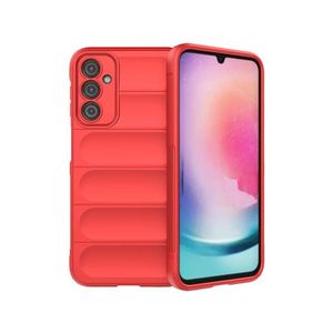 جراب سيليكون خلفي فاخر للحماية متوافق مع هاتف سامسونج جالاكسي A14، جراب ماجيك شيلد المقاوم للصدمات مع حماية للكاميرا (أحمر)