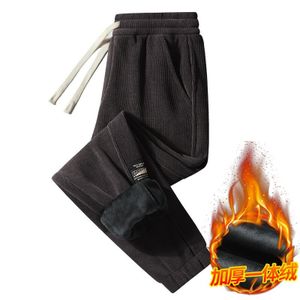 Plus Thick Velvet Sweatpants Men Sherpa Fleece Lined Pants Winter