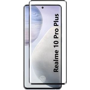 5D Full Glass Screen Protector For OPPO realme 10 Pro Plus Frame Protector - Black