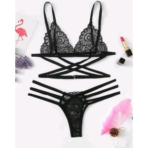  SheIn Women's Sexy Ladder Cut Out Lingerie Set Push Up