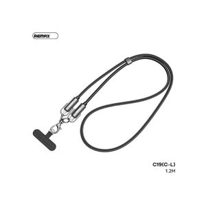 REMAX Fast Charging Cable C19 , Zinc Alloy Type-C to Lightning 30W  Cable , 1.2m Braided Durable Design with Hanging Lanyard, Strong and Flexible Build, Supports PD Fast Charge & Data Transfer – Black