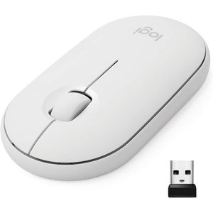 Logitech Pebble M350 Wireless Mouse with Bluetooth or USB - Silent Slim Mouse for iPad Laptop PC and Mac Off White