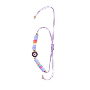 3Diamonds Eye-shaped pendant string bead bracelets for women - Purple