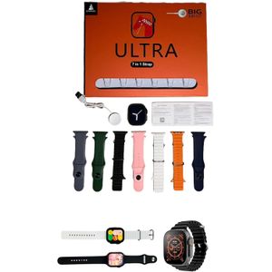  New Ultra Big 7 In 1 Smart Watch, 2.01" HD Display, Calling, Fitness Tracker, Wireless Charging, Heart Rate, SpO2, Weather, Camera, Music, For IOS, android, men and women (Black)