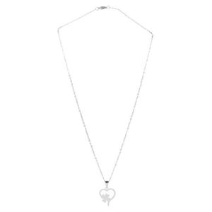 3Diamonds Box Hodom Stainless Steel Heart Pendant Necklace for Women, Silver B-O-X-N-105