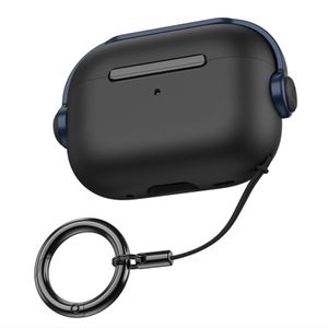 جراب حماية للسماعات، متوافق مع 2022 AirPods Pro 2nd Generation، من TPU، متوافق مع الشحن اللاسلكي، ملحق حمل عملي - أسود وأزرق