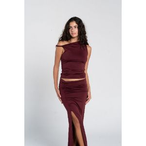 OUTDATED Ruched Twisted Top - Dark Maroon