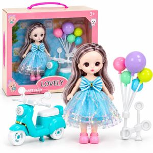 Doll طقم عروسة مع سكوتر تركواز وإكسسوارات لعب ملونة للأطفال -625-2