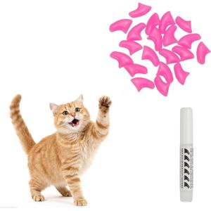 Plan A غطاء أظافر ناعم لاصق للقطط والحيوانات الأليفة مضاد للخدش مع غراء آمن غير سام مناسب لجميع السلالات والأحجام طقم 20 قطعة بألوان متعددة لحماية الأثاث والجلد