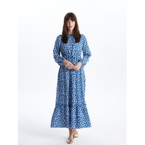 LC Waikiki Grandad Collar Floral Long Sleeve Women's Shirt Dress