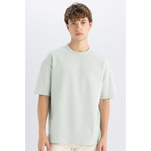 Defacto Man Crew Neck Boxy Fit Short Sleeve T-Shirt - Mint