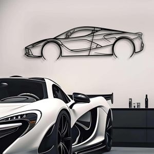 Giftaty Sports Vehicle Silhouette Wall Art – Automotive Decor for Garage, Man Cave, Office & Home – Wall art, office, home, room creative decor, framed posters (La Metal, XL)