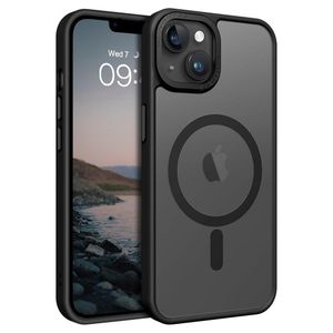 جراب مغناطيسي لهاتف آيفون 14/13 مقاس 6.1 بوصة، جراب شفاف غير لامع، نحيف، مقاوم للصدمات، مضاد للاصفرار، مناسب للنساء والرجال والفتيات والفتيان، جراب واقٍ (أسود)