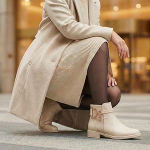 Women's half boots, 2cm heel - Beige - Code (2200)