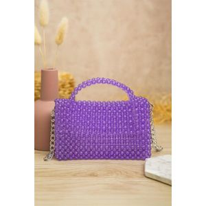 Lava حقيبة يدوية مصنوعة يدوياً / حقيبة كتف / حقيبة كروس بودي، خرز كريستال أكريليك، قفل مغناطيسي، مقبض سلسلة باللون الفضي