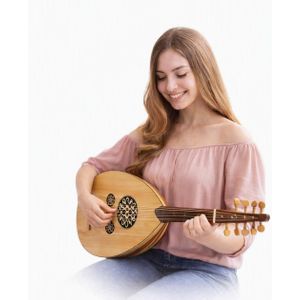 Handmade Classic Arabic Oud Egyptian Lute 9 Strings for Women & Girls - Entry Level Study Oud Lute for Beginners & Students 