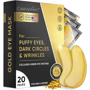 Triple Go Under Eye Patches (20 Pairs) - Golden Under Eye Mask Amino Acid & Collagen, Under Eye Mask for Face Care, Eye Masks for Dark Circles and Puffiness 