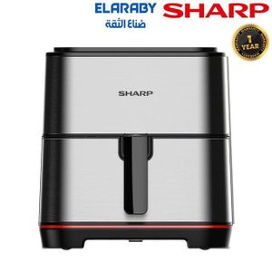 Sharp  قلاية هوائية شارب بدون زيت 7 لتر – 1650 وات – شاشة لمس إلكترونية زجاجية LED – 8 برامج طهي – تحكم في درجة الحرارة 80-200° – إعادة تسخين – ستانلس ستيل – موديل KF-AF70RT-ES2 – ضمان سنة