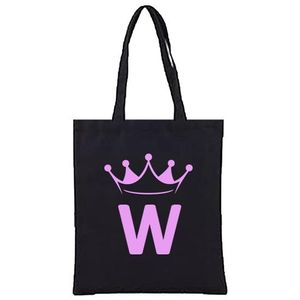 tote bag black High quality 100% lines handbag white distinctive design and shapes, multi-use (travel/lecture/club/work), letter W velvet crown