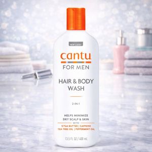 Cantu غسول شعر وجسم للرجال 2 في 1 400 مل - شامبو وجل استحمام بتنظيف عميق - تركيبة مرطبة بزبدة الشيا - غسول منعش للشعر والبشرة - مناسب للاستخدام اليومي ولجميع أنواع الشعر والبشرة