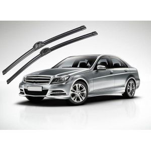 مجموعة شفرات مساحات الزجاج الأمامي مكونة من قطعتين، مصنوعة من المطاط الطبيعي، متوافقة مع سيارات مرسيدس بنز (W204-24/24 بوصة)