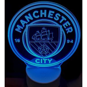 مصباح ليلي بتقنية وهم ثلاثي الأبعاد مع تغيير الألوان بسبعة ألوان من الثقة بمنفذ USB يعمل باللمس وبجهاز ريموت كنترول مانشستر سيتي . متعدد