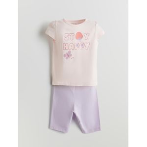 LC Waikiki Baby Girl's Printed T-Shirt And Capri Leggings 2 Pack