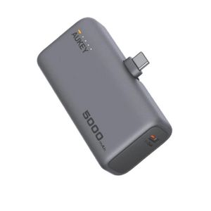 Aukey بطارية سبارك ميني PB-Y59 بسعة 5000 مللي أمبير، مزودة بمنفذ USB-C مدمج - رمادي