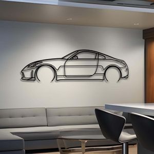 Giftaty JDM Vehicle Silhouette Wall Art – Automotive Decor for Garage, Man Cave, Office & Home – Wall art, office, home, room creative decor, framed posters (2005 350Z, L)