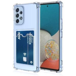 جراب شفاف للهاتف سامسونج جالاكسي A23، جراب مطور بفتحة للبطاقات، تصميم نحيف، جراب واقٍ ناعم من مادة TPU مقاوم للصدمات مع حامل بطاقات أنيق - شفاف