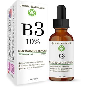 Jadole Naturals Niacinamide 10% With Zinc 1% Serum for Face, Pore Reducer, Restores Elasticity, 30ml