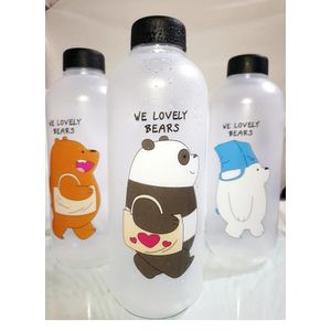 1L Water Bottles, Cute Panda Bear Cup With Straw, Transparent