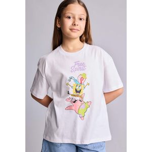 Defacto Girl Oversize Fit SpongeBob Licensed Short Sleeve T-Shirt
