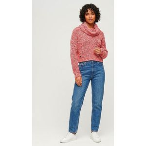 بلوفر تريكو عصري - غرزة واسعة - أحمر في أبيض