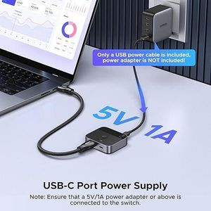 Ugreen 5452 4K HDMI Switch 2PC USB C + 2X1 H D M I Splitter Display Screen Plug & Play, HD Audio Sync, ESD Protection for Laptop, TV Box/Stick, PC, PS5/4/3, Xbox 360/One