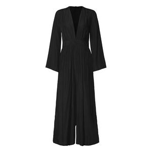 Womens Casual Jumpsuit Solid One Piece Long Sleeve Wide Leg Long Pants  Rompers