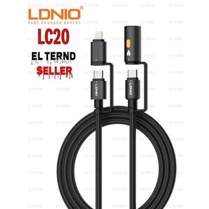 LDNIO LC20 - 65W Fast Charging Cable 3-in-1 (USB-C to USB-C +Lightning +Cigarette Lighter) By EL-TERND