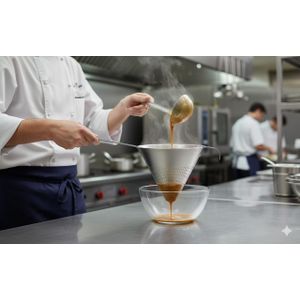 BRIGHT STONE مصفاة شنوار "تشاينا كاب" ستانليس ستيل - ثقوب ناعمة 2 مم - مقاس 20 سم