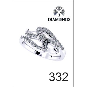 3Diamonds خاتم بلاتينيوم مرصع بحجر زركون للنساء من 3Diamonds - فضي