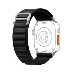 حزام Alpine Loop لساعة Apple Watch، حلقة نايلون منسوجة 45 مم مع مشبك رياضي على شكل حرف G، سلسلة 7 - أسود