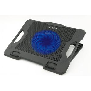 Utopia UC-300 Laptop Cooling Fan, 14cm Fan with LED Lighting, Dual USB Ports, 5 Height Settings, Compatible with Devices up to 17 inches