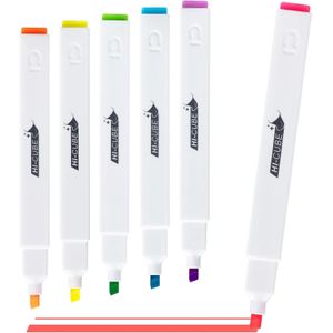 M&G Chenguang Pack HI-CUBE Highlighters, 6pcs Fluorescent Colors, Soft-Nib Chisel Tip with Fat Rectangular Barrel Design - No:AHMU1673