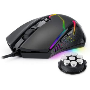 Redragon ماوس الألعاب M601 بإضاءة خلفية RGB، سلكي، مريح، 7 أزرار، قابل للبرمجة، تسجيل الماكرو، ضبط الوزن، 7200 نقطة في البوصة لأجهزة الكمبيوتر التي تعمل بنظام ويندوز (أسود)