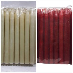 شمع انارة - بدون عطر - ابيض+ احمر - طول ١٥سم قطر ١٢ مللى - لأعياد الميلاد والسبوع والمناسبات وحالات الطوارئ - الكيس عبوة 25 شمعات ( العرض ٢ كيس = ٥٠ شمعة )