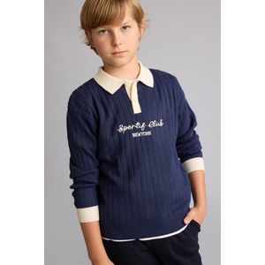 Defacto Boy Regular Fit Navy Knit Polo Collar Sweater